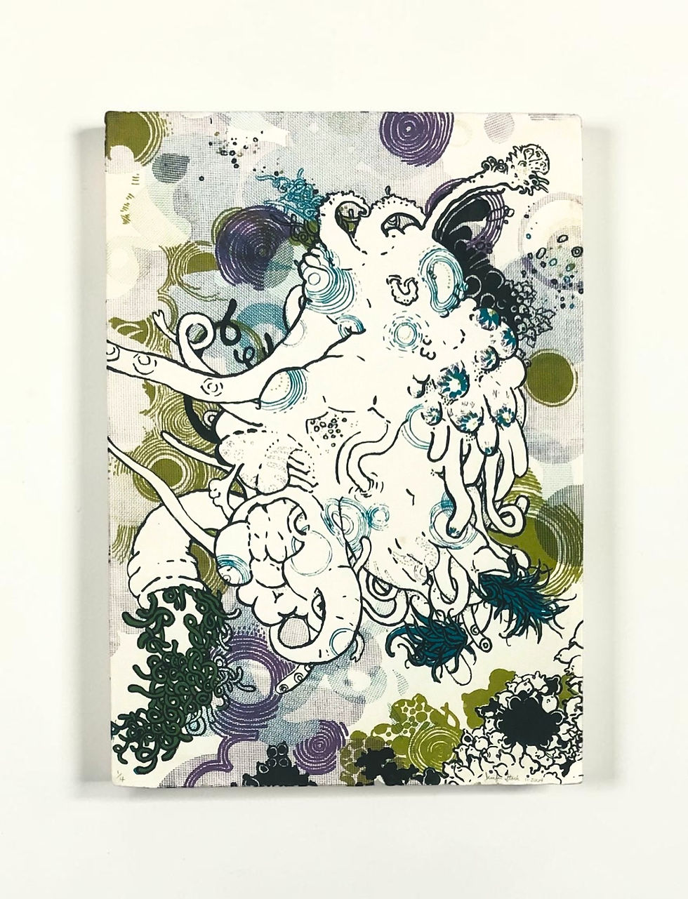 Jen Stark Sun flower fast 2 , 2004 Archival Paper, Screen abstract work on paper mix media