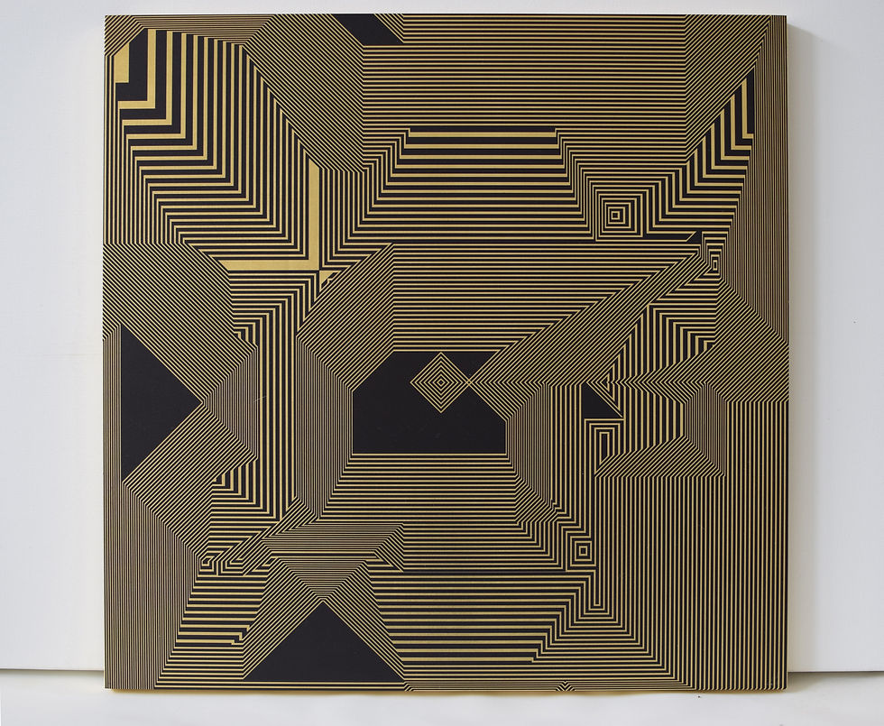 Thumbnail: Diptych, 2019. Gold Leaf, Wood, Lacquer, Oil, Acrylic, Wood Panel. Mixed Media
