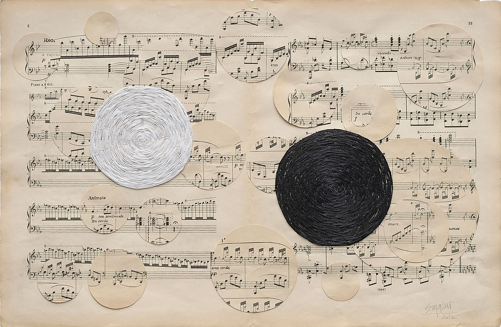 Thumbnail: Hand Embroidery on paper Ana Seggiaro textil art collage works on paper mixed media