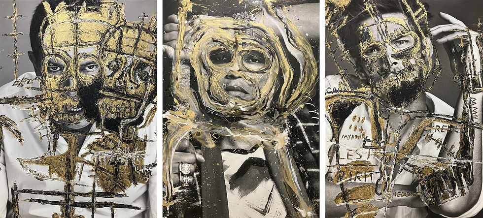 Antonio Banderas, Pharrell Williams II and Jon Kortaja, Photography on canvas Intervened figurative, fashion, Hunter & Gatti