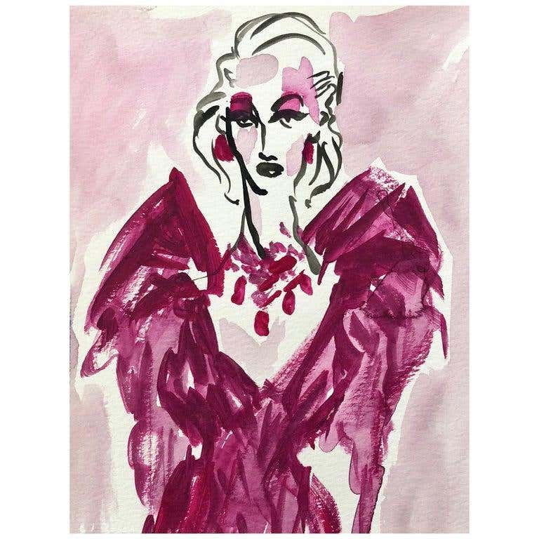 Manuel Santelices drawings works on paper fashion watercolors celebrities society design