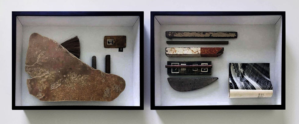 Erosiones VII and Territorios , 2016_ Fernando Otero wall sculpture mix media abstract