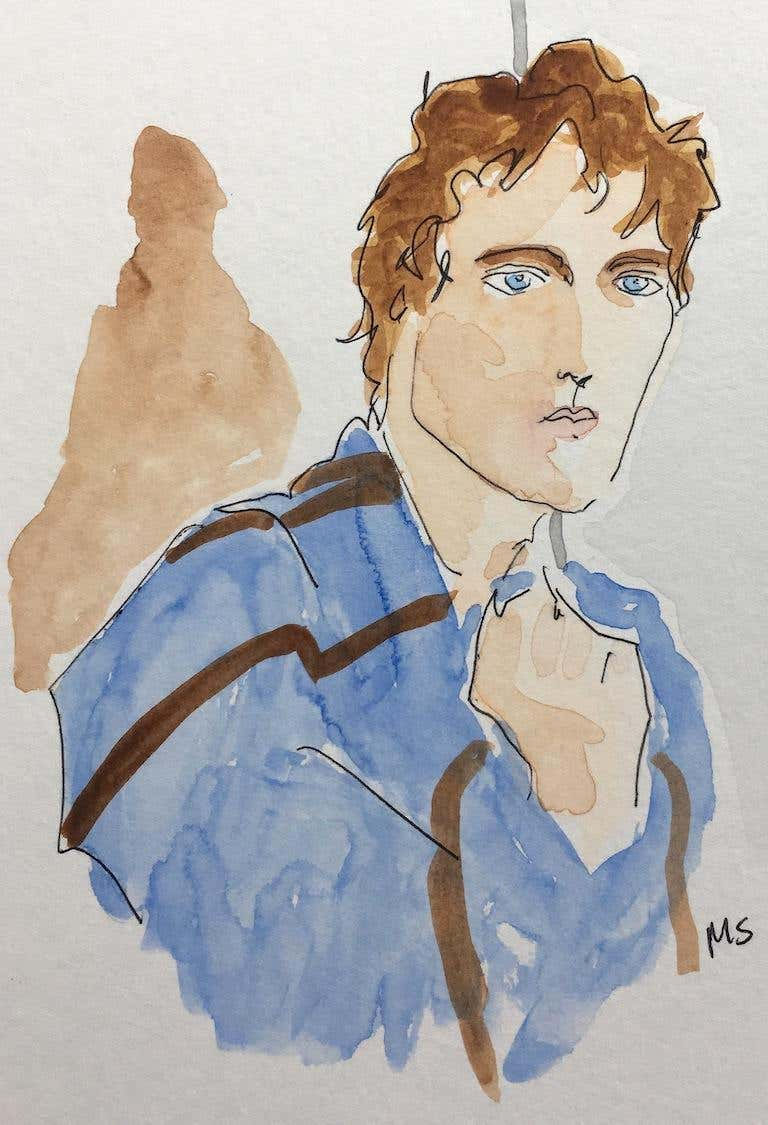 Thumbnail: Manuel Santelices drawings works on paper fashion watercolors portrait contemporary art