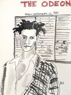 Jean-Michel Basquiat photographed by Andy Warhol in front of The Odeon, September 16, 1985