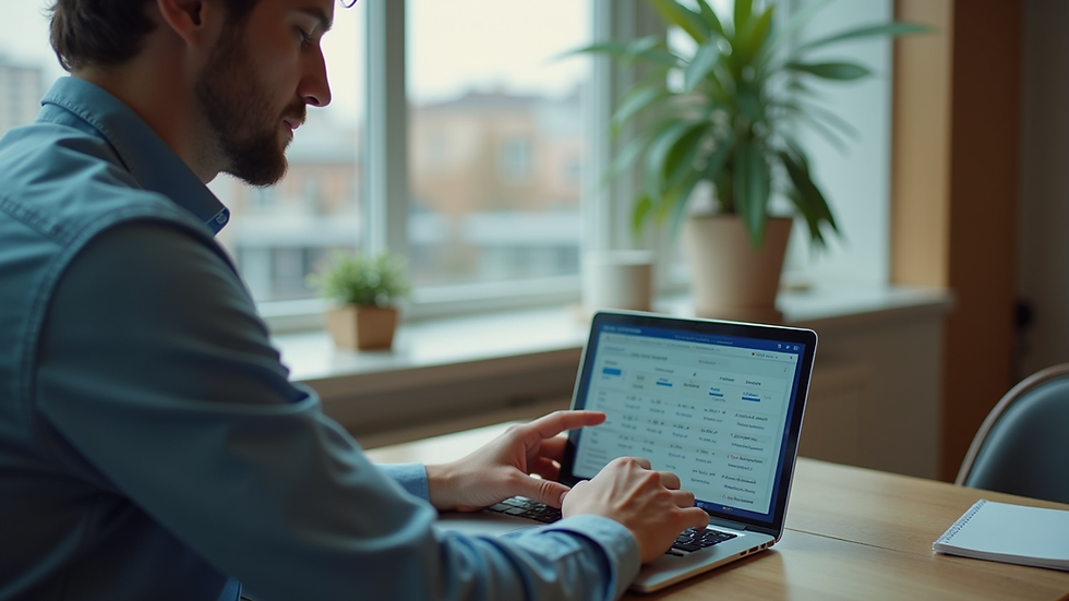 Eye-level view of a traveler comparing booking options on a laptop