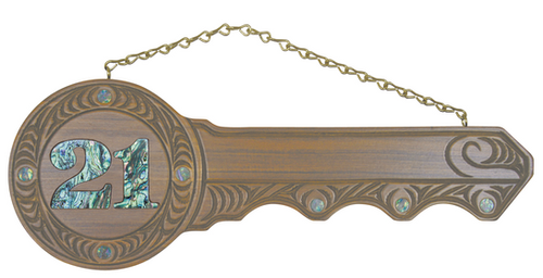 Large 21st key with inlaid paua 21st | Ace Engravers