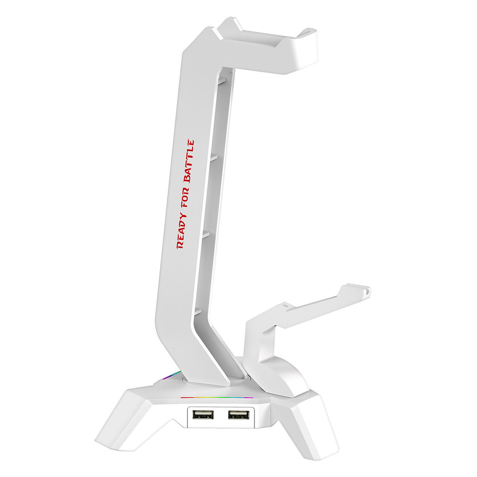 Miniatura: Suporte para headset com mouse Bungee e Hub Redragon Scepter Elite Branco