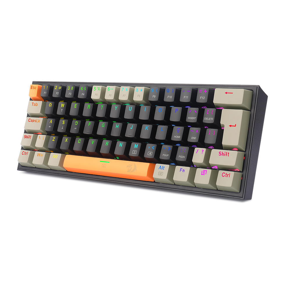 Miniatura: Teclado Mecânico Gamer Redragon Fizz RGB Laranja Preto e Cinza Switch Brown Marr