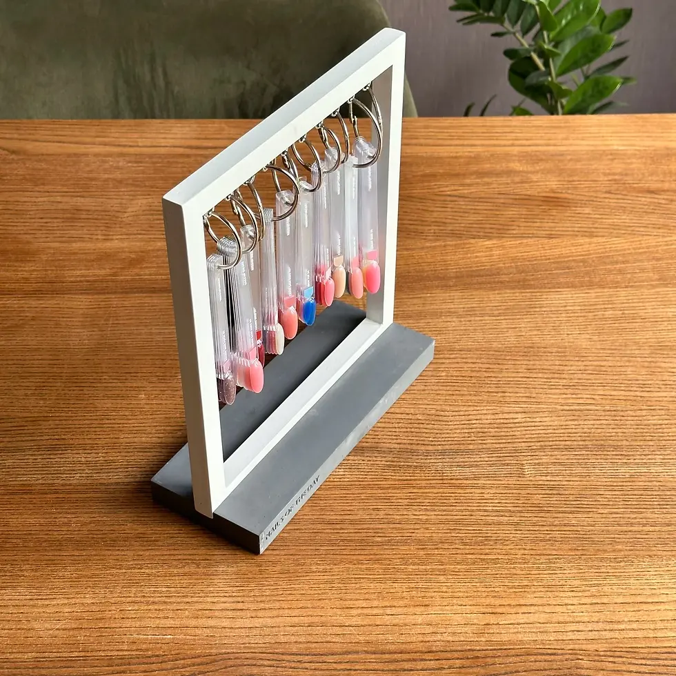 Miniatyrbilde: NAILSOFTHEDAY – Stativ for tips / swatches i hvitt tre + betong