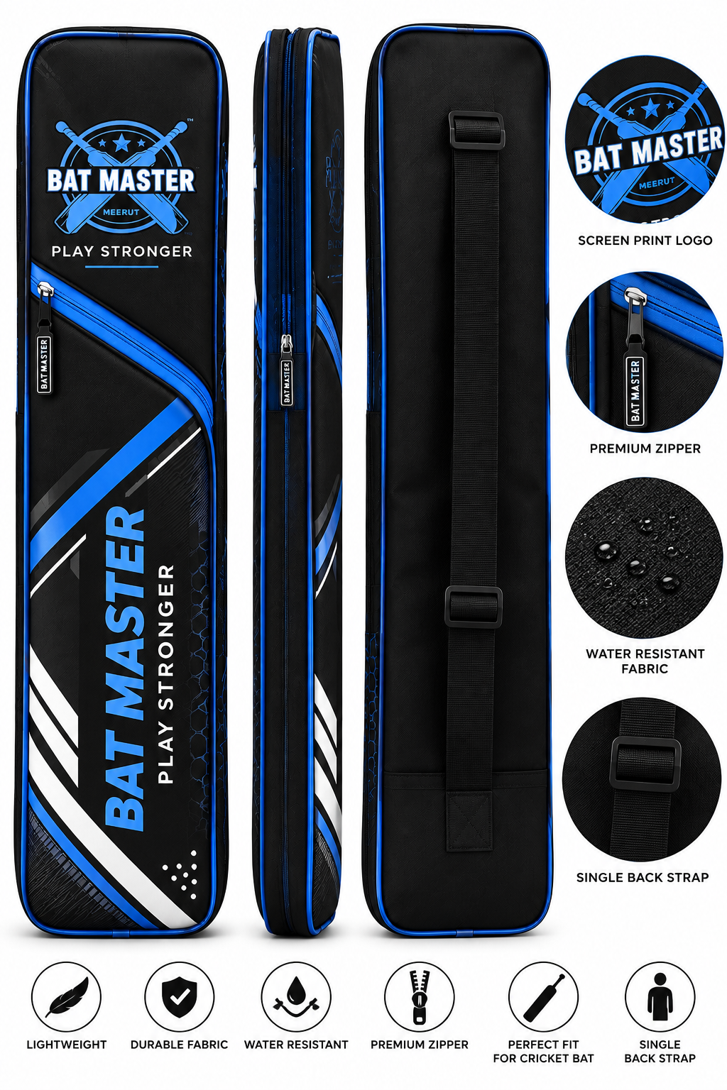 Cricket Bat Cover Screen Printed Blue colour