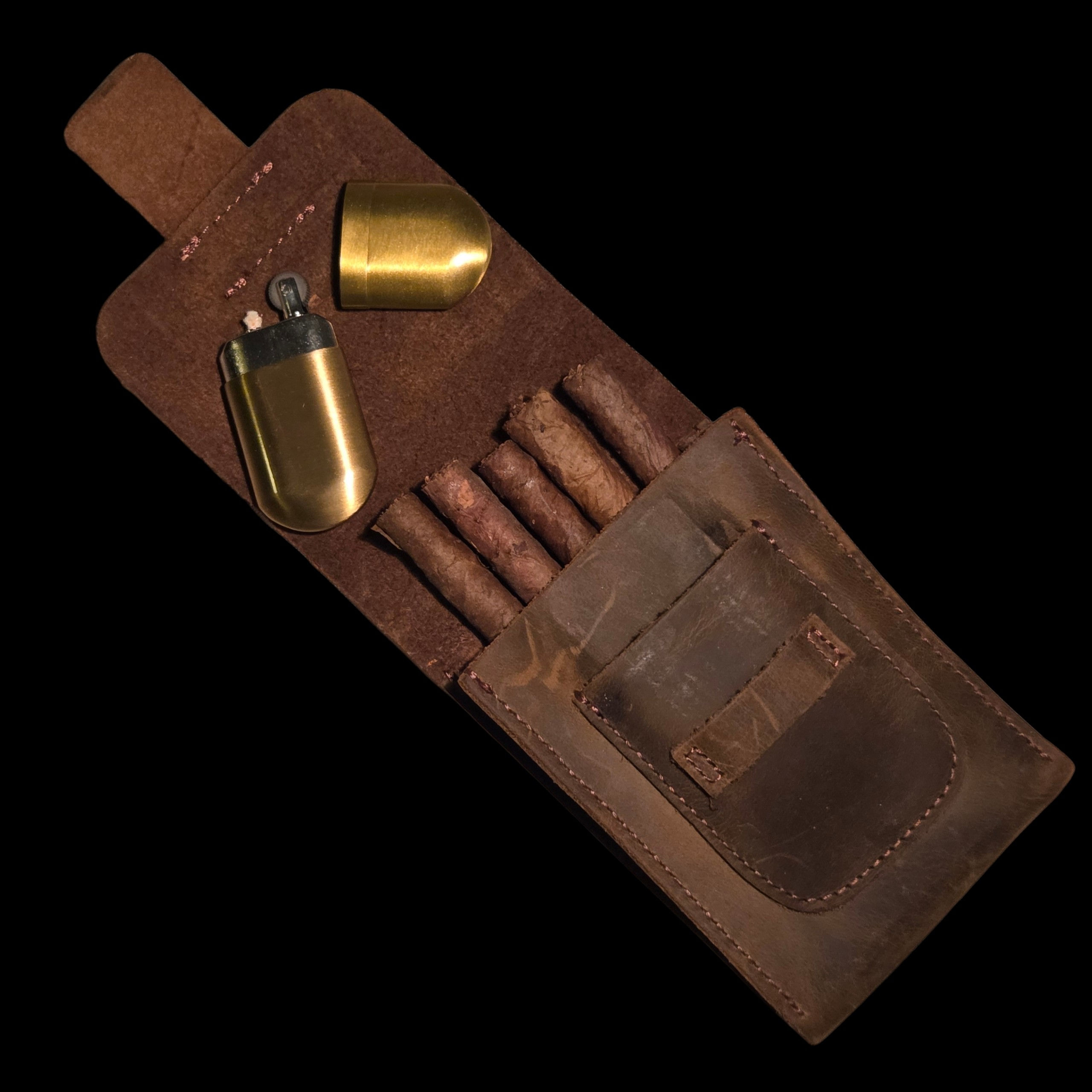 Leather Cigar Case with Lighter