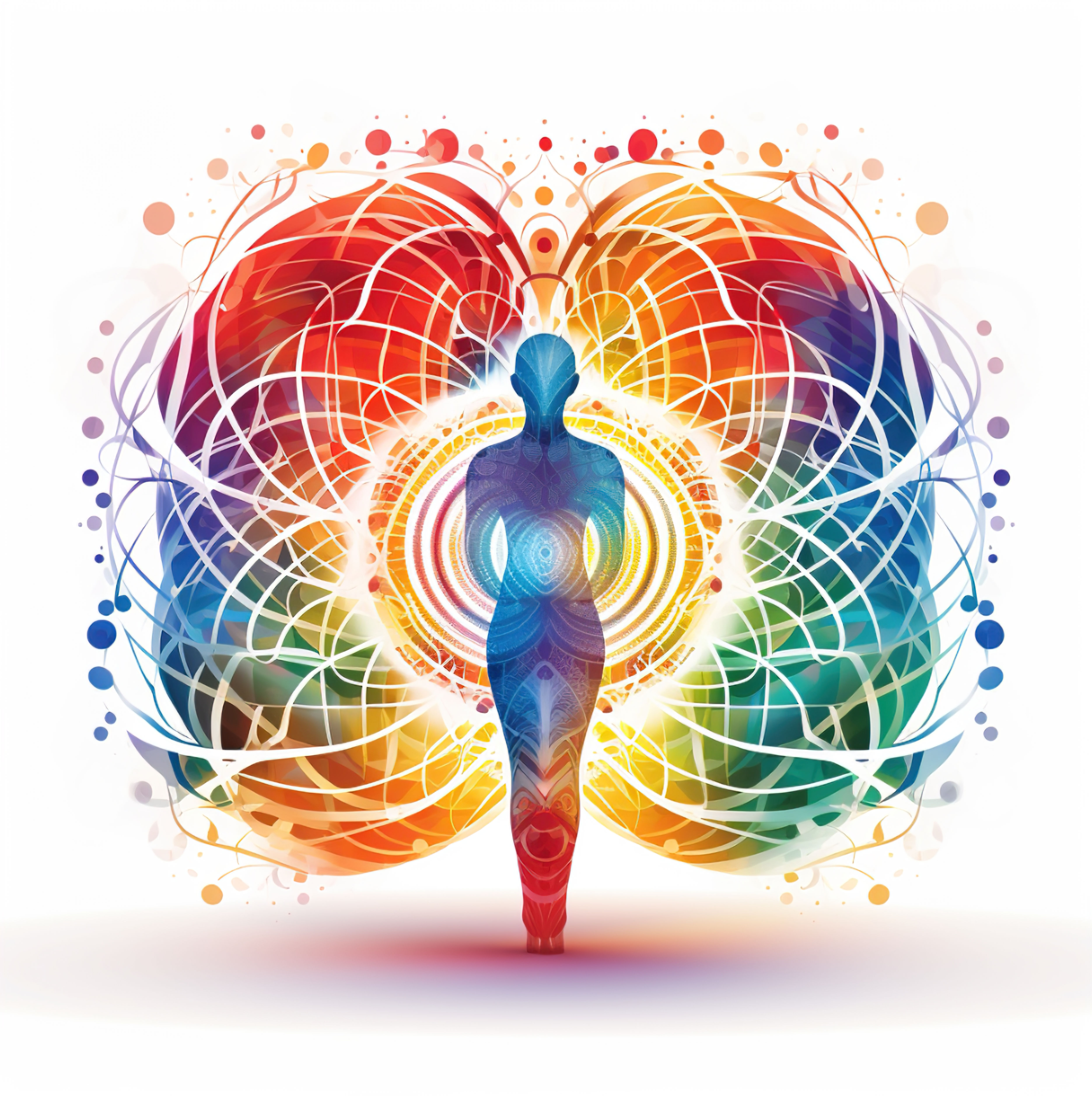 Mensch, blau, Aura, Energiekörper, bunt, farbenfroh, Bewegung, Energiefluss, Harmonie, im Fluss, klar, lebendig, stark