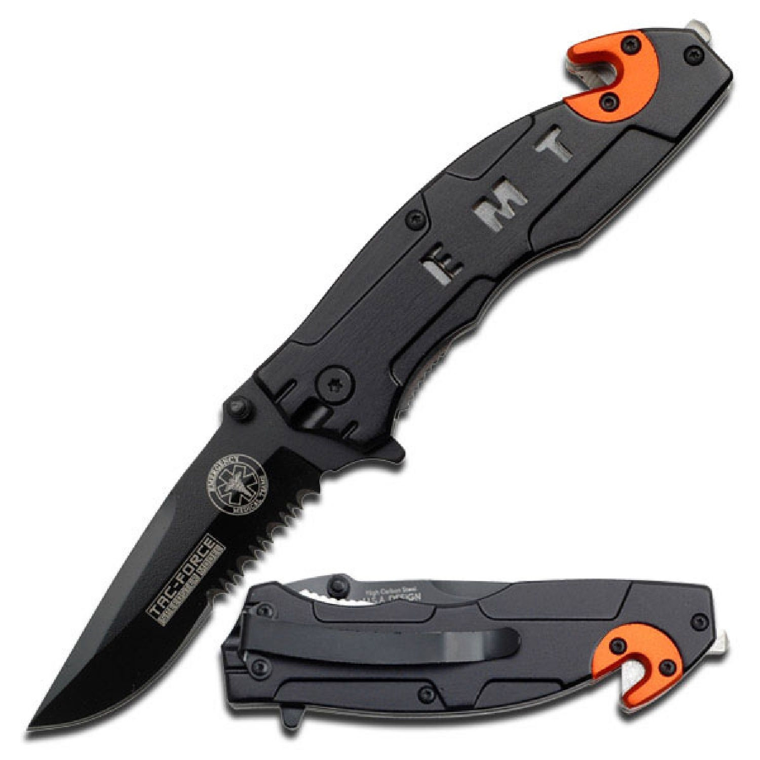 TAC-FORCE ASSISTED 3.0 IN BLADE BLACK-ORANGE ALUMINUM HANDLE