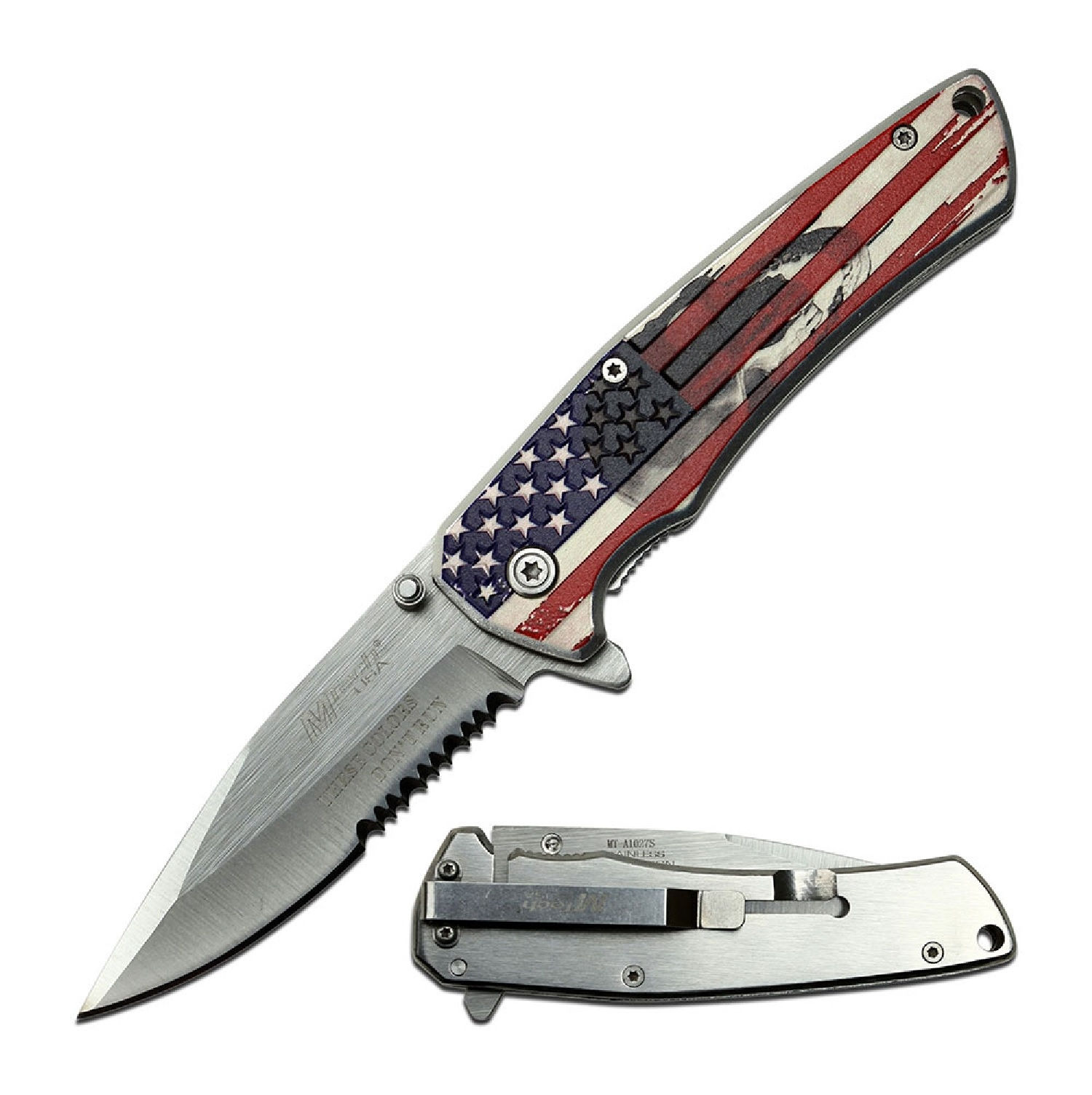 MTECH USA ASSISTED 3.25 IN COMBO BLADE USA ALUMINUM HANDLE