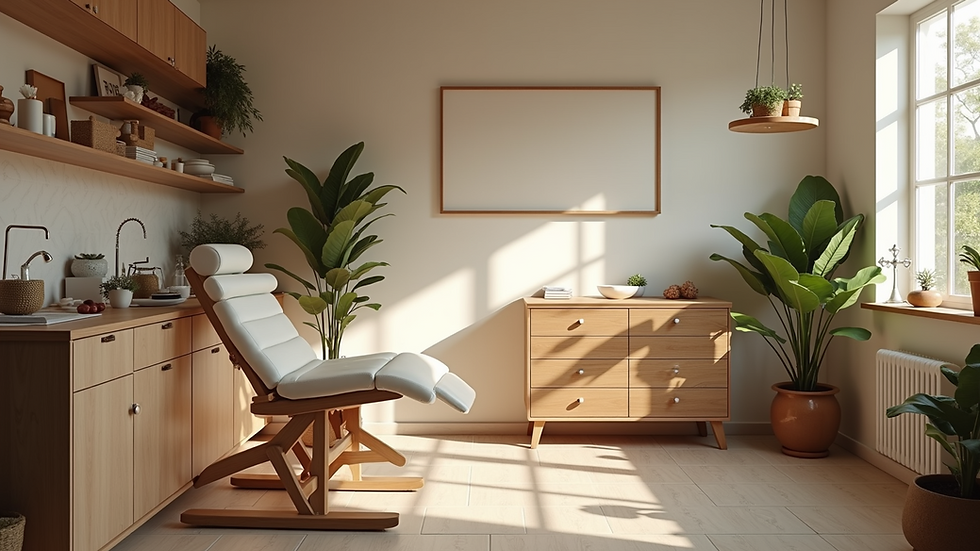 High angle view of a serene waxing studio interior