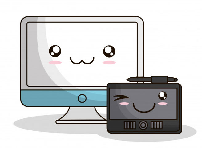 ordinateur-tablette-kawaii-dessin-anime-