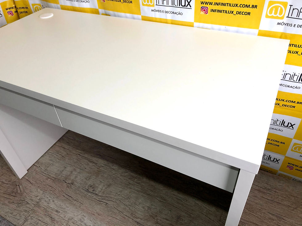 Miniatura: Mesa Escritório Home Office Branca 2 Gavetas