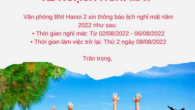 Thông báo kế hoạch nghỉ mát 