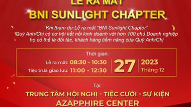 THÔNG BÁO LỄ RA MẮT BNI SUNLIGHT CHAPTER – BNI VÙNG HÀ NỘI 2