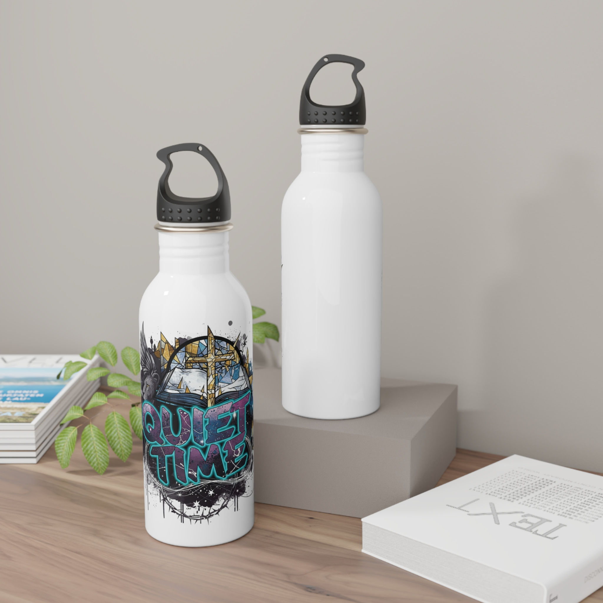 Quiet Time Stainless Steel Water Bottle — Nautical Ship & Graffiti Design