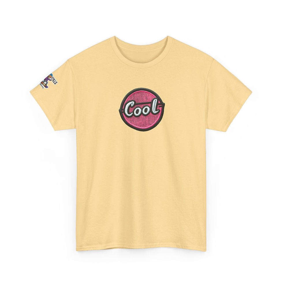 Thumbnail: Cool Retro Badge T-Shirt — Vintage Pink 'Cool' Graphic Tee
