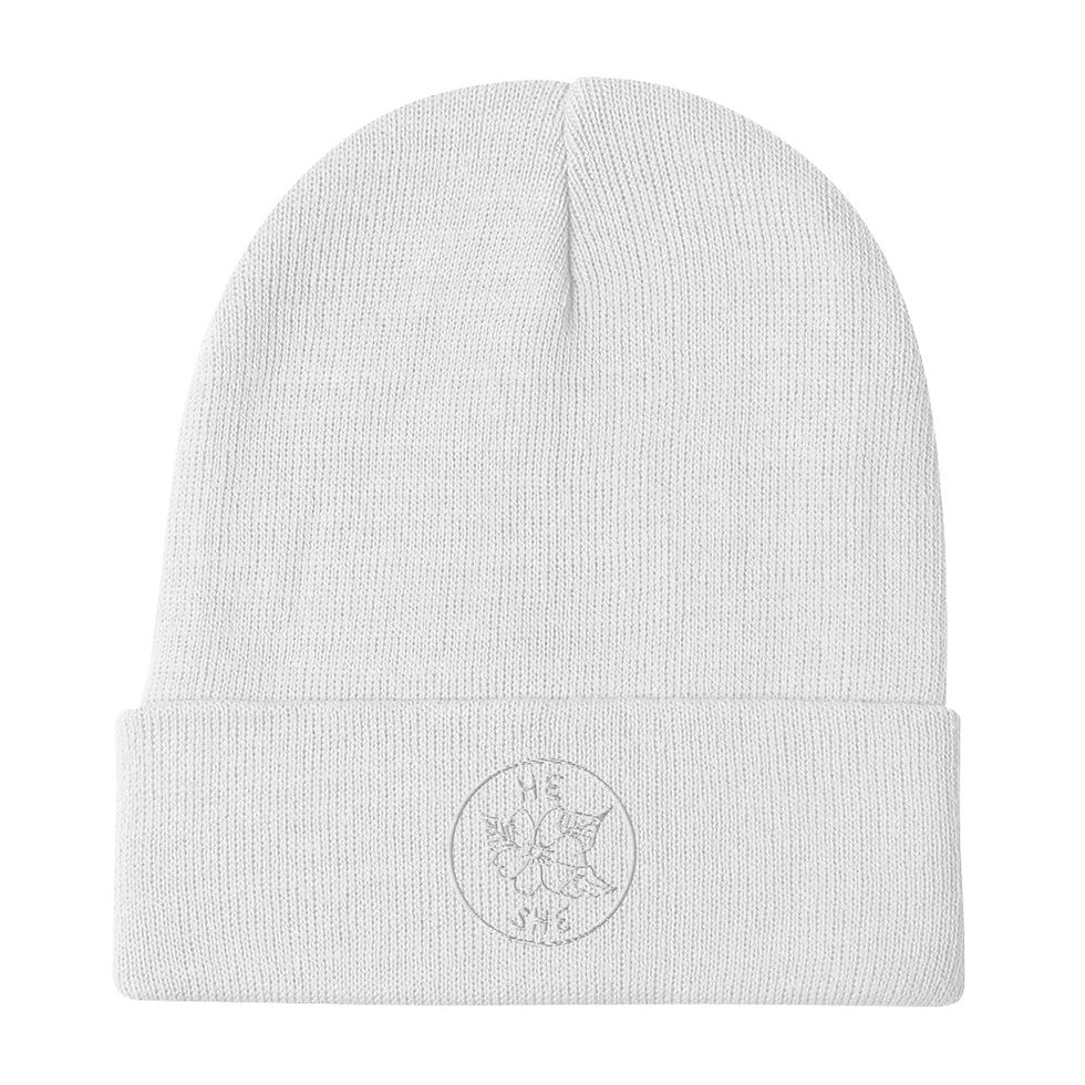 Thumbnail: He/She Embroidered Pronoun Beanie