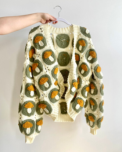Handmade Crochet Mushroom Cardigan | Luck and Lavender