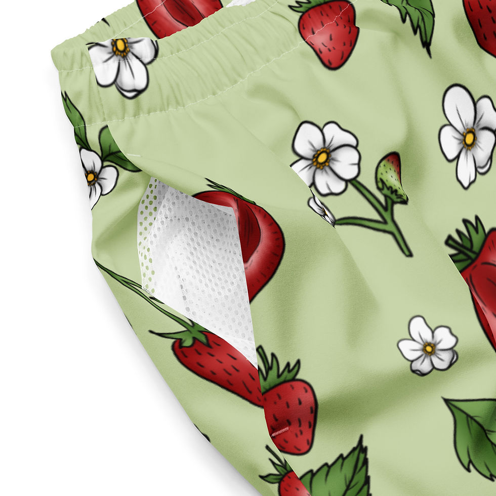 Thumbnail: Botanical Strawberry Recycled Swim Trunks