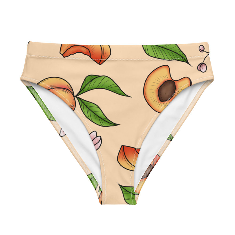 Botanical Peach Recycled High-Waisted Bikini Bottom