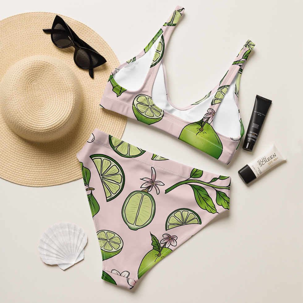 Thumbnail: Botanical Lime Recycled High-Waisted Bikini Set