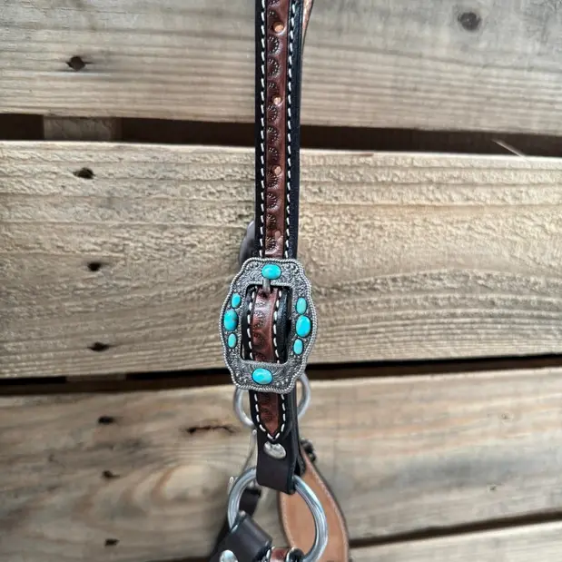 Thumbnail: Floral Tooled Lariat & Leather Combo Halter
