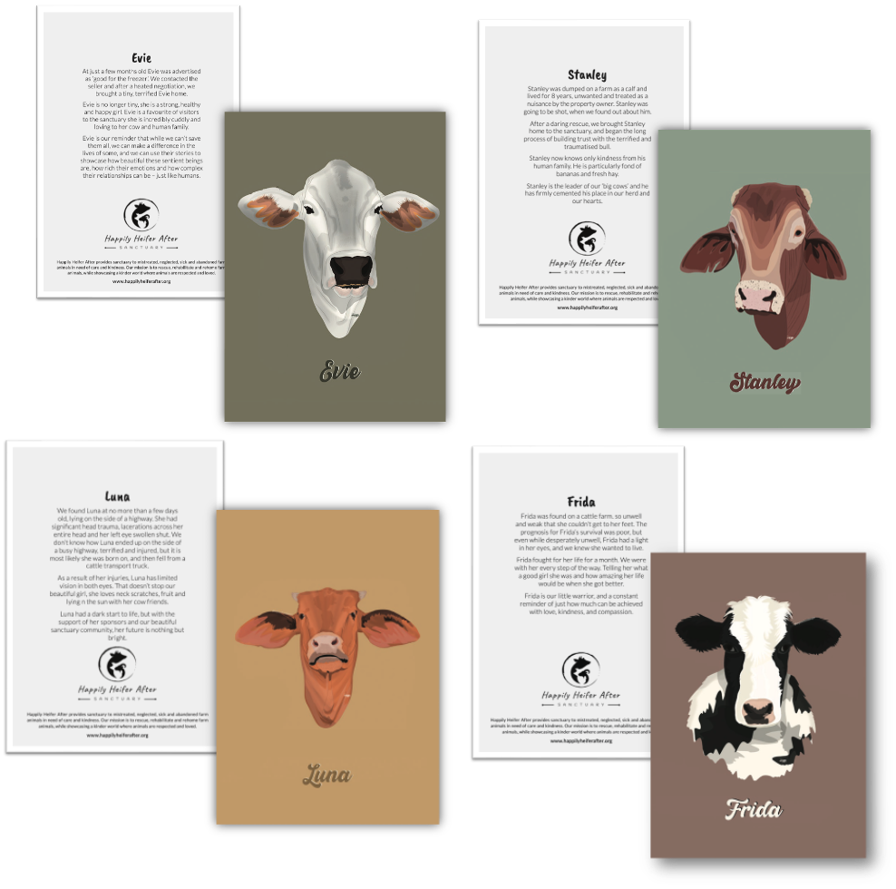 Set of Four Happily Cows Greeting Cards