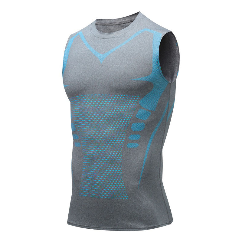 Miniatura: Men's shoulder quick drying vest, sports tight fitting vest super elastic breath
