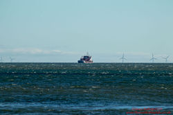 Ship with wind farm