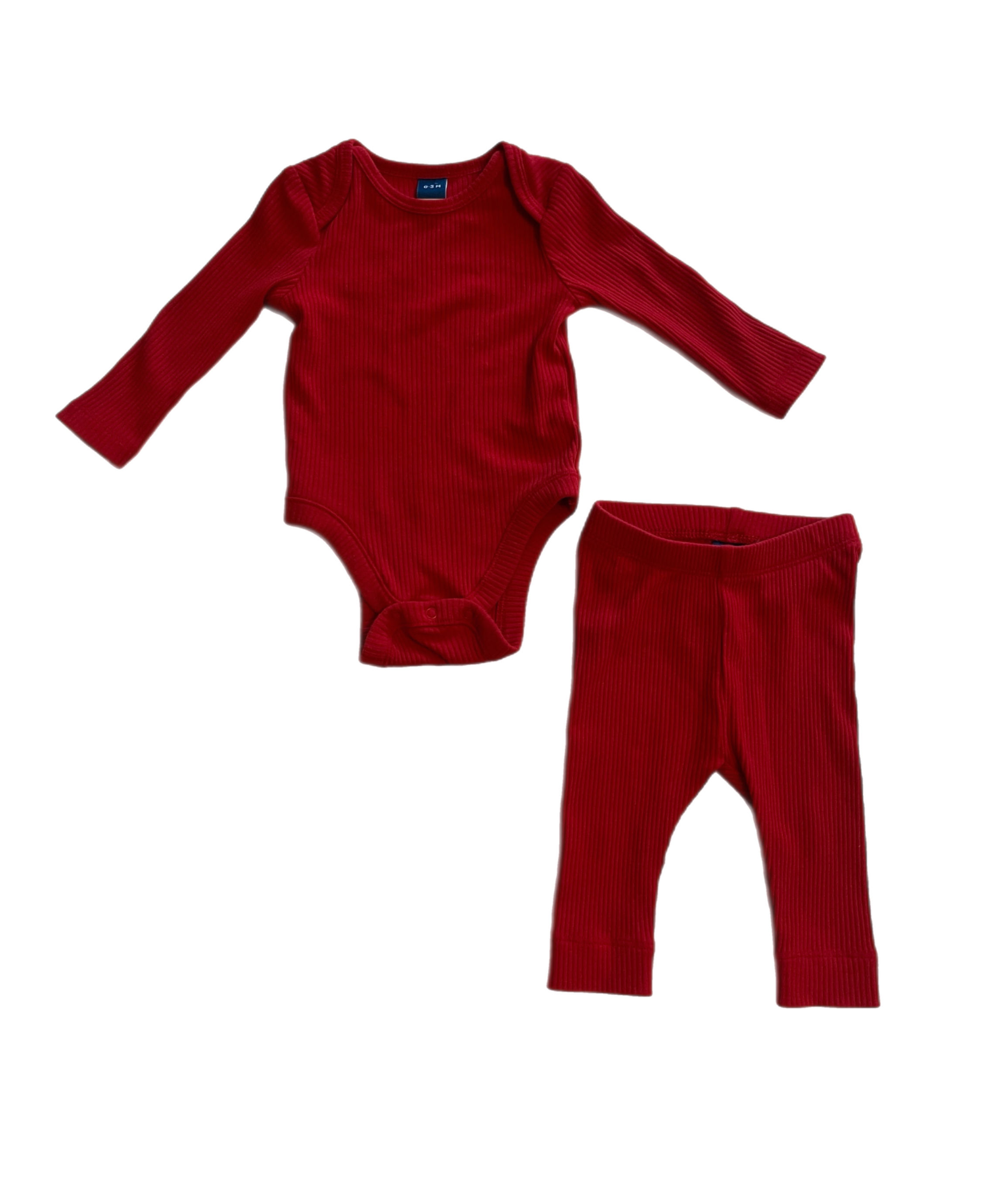 Old navy 2 piece ribbed set red 0-3m
