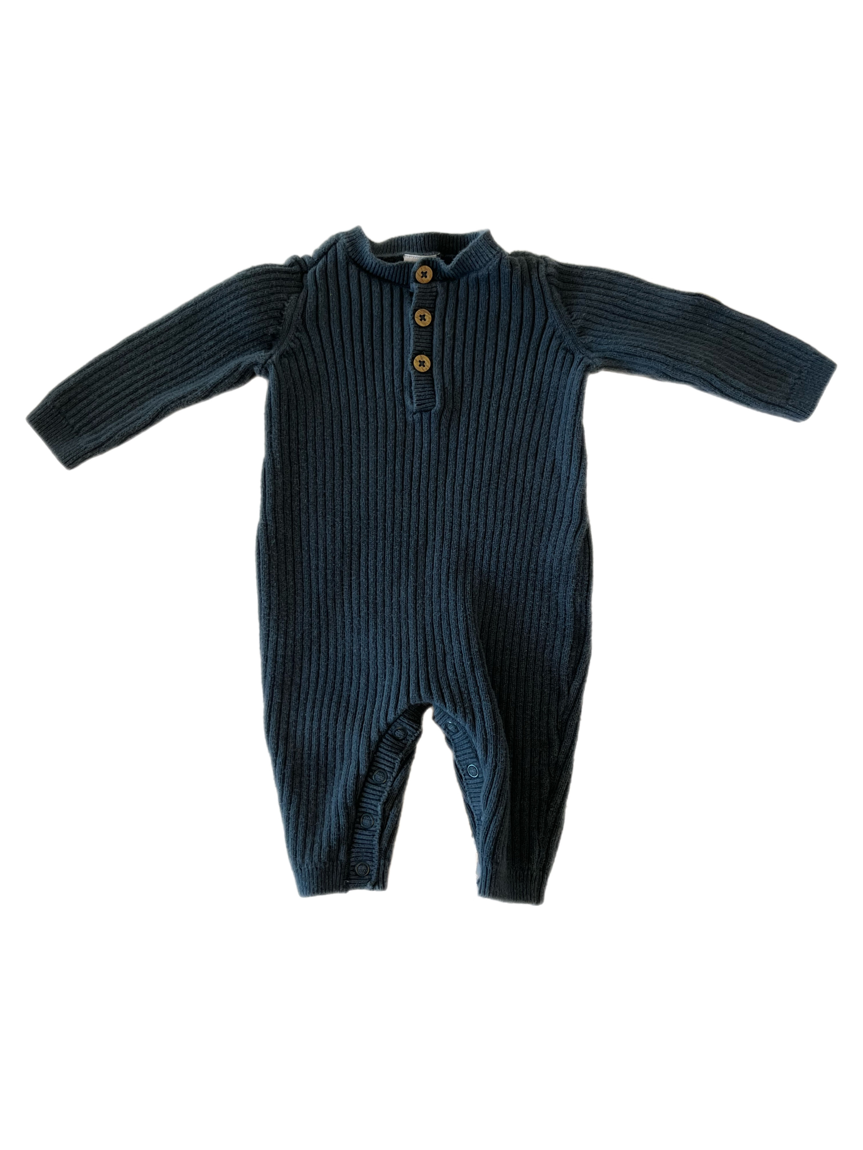 Carters ribbed romper dark grey 0-3m