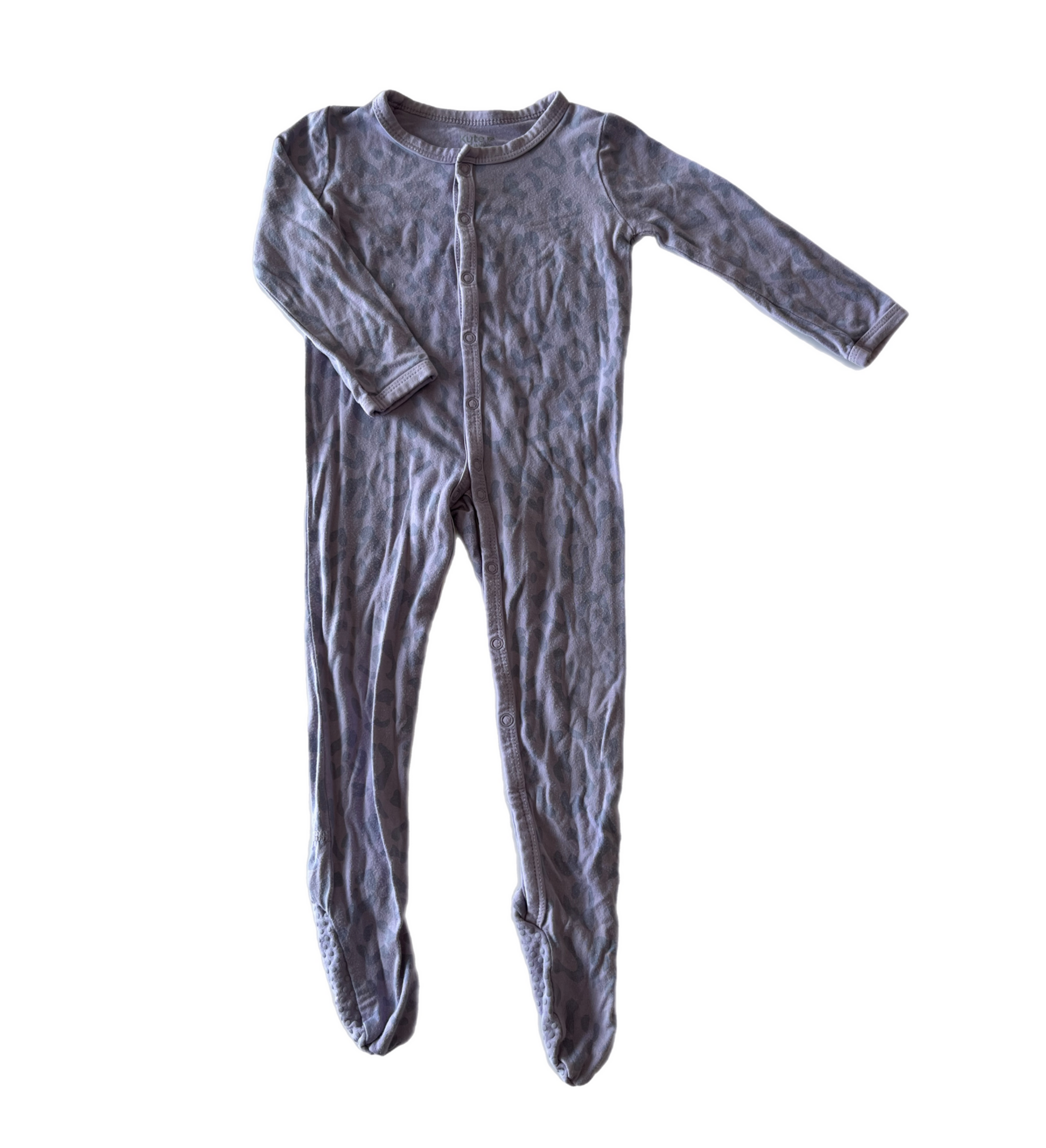 Kyte baby bamboo cheetah snap footie 12-18m