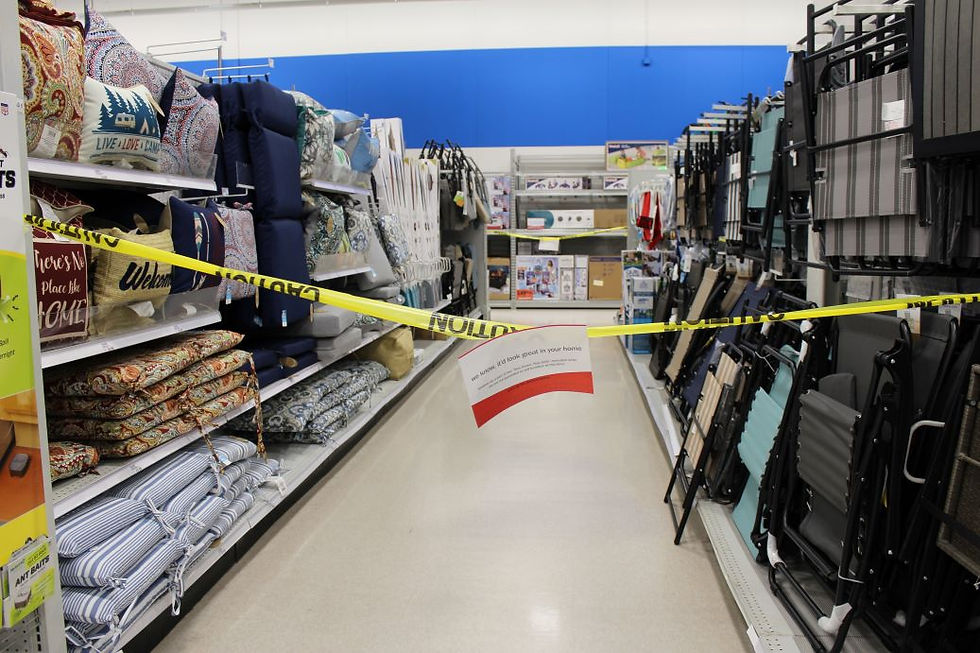 Closed furniture aisle at Meijer, March 2020