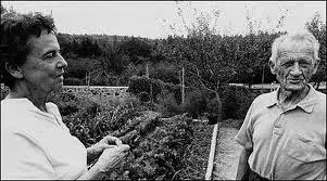 Helen and Scott Nearing in their garden