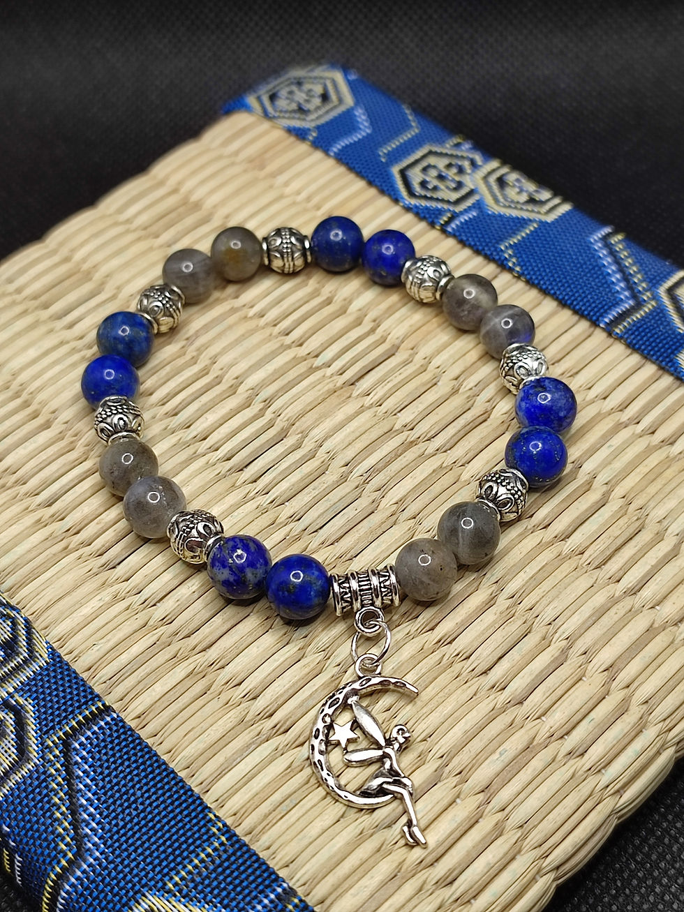 Miniature : Bracelet contre les maux de tête et les migraines en lapis lazuli et labradorite