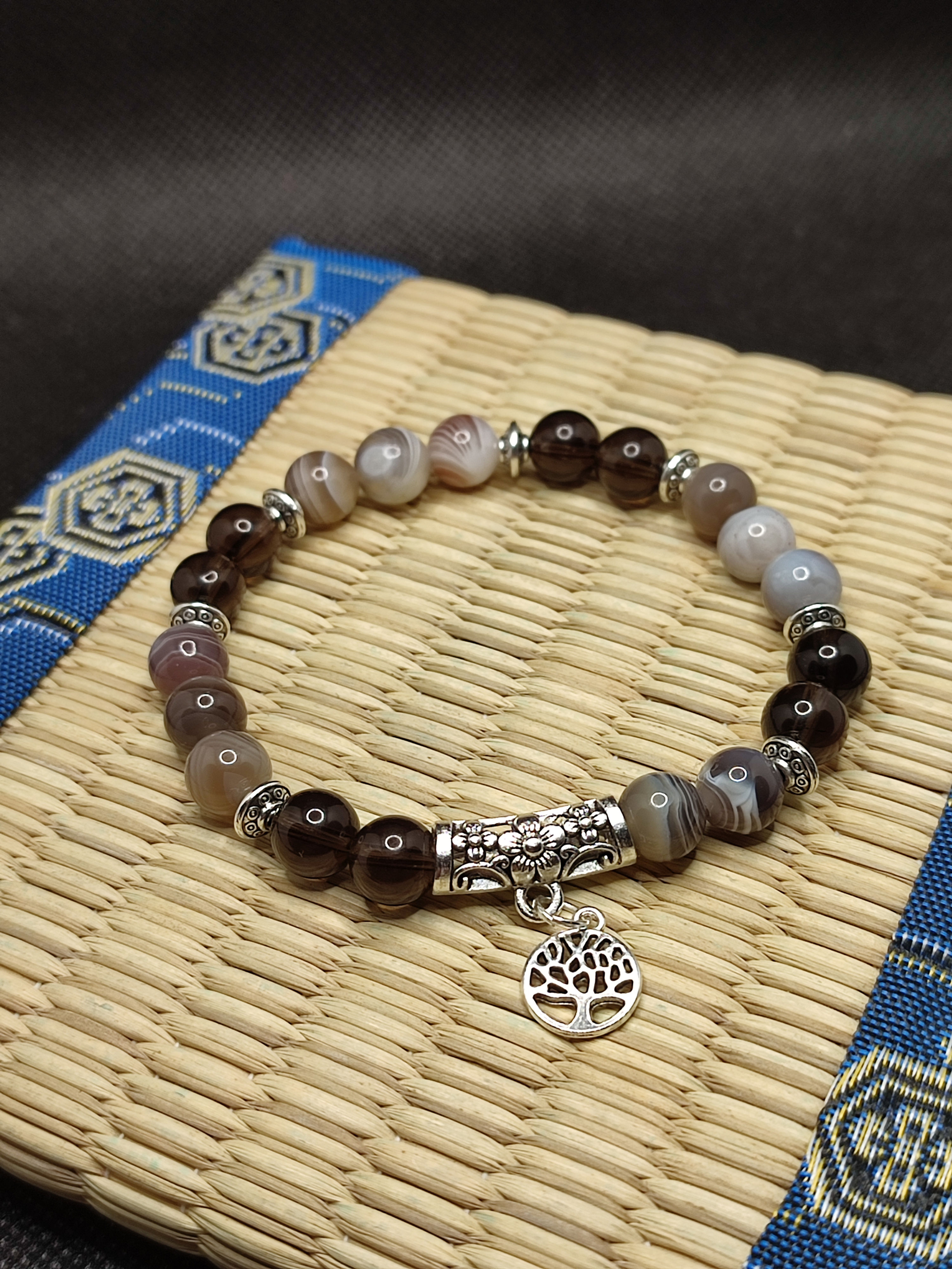 bracelet agate du Botswana et quartz fumé aide à arrêter de fumer