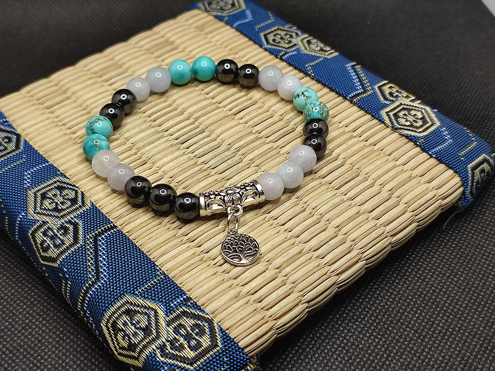 Miniature : Bracelet contre le mal des transports, aigue marine, turquoise, hématite