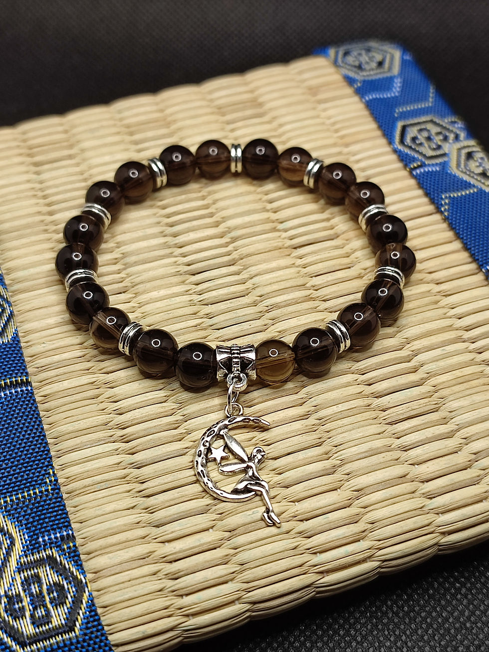 Miniature : bracelet quartz fumé, bracelet anti stress, bracelet confiance en soi couleur ar