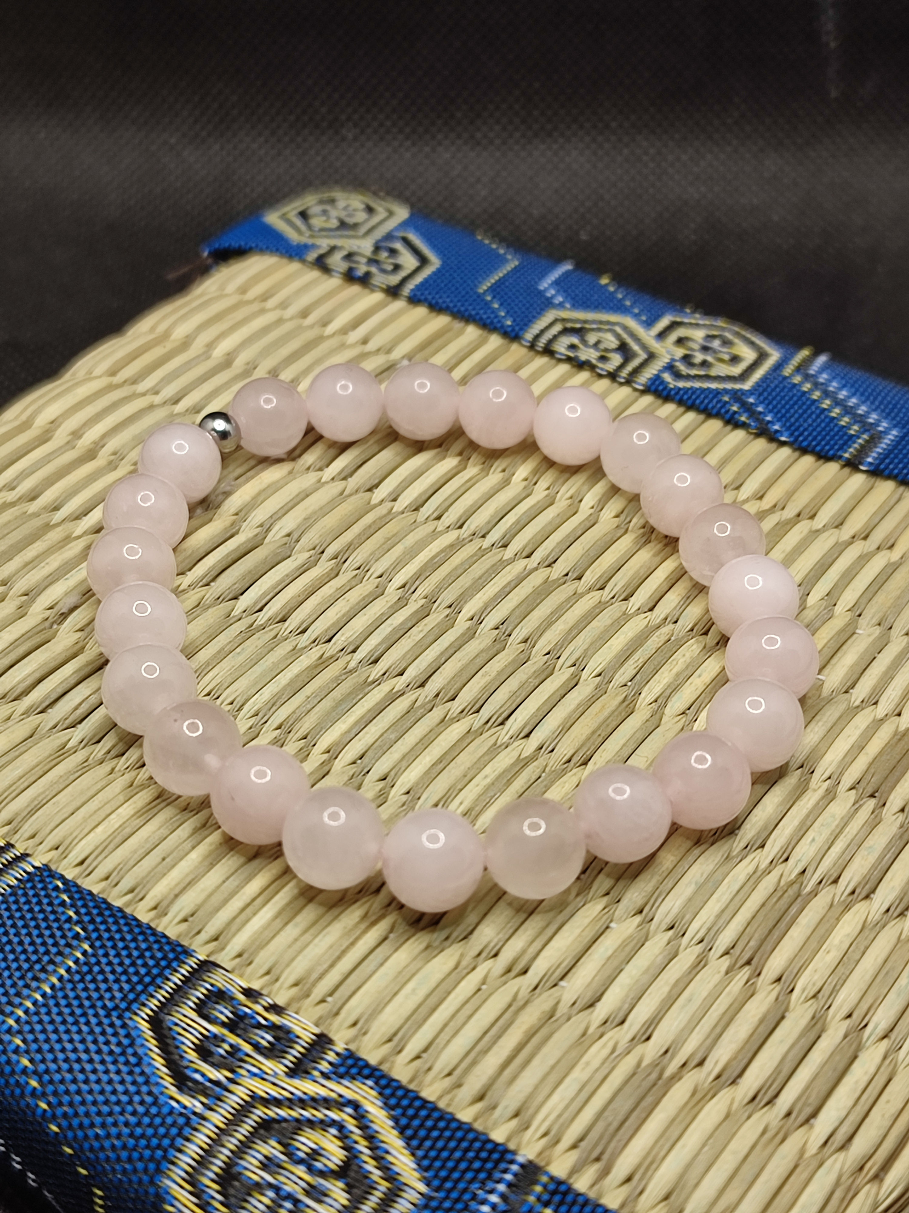 bracelet quartz rose artisanal en perles naturelles véritables