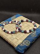Bracelet ménopause en améthyste, calcédoine, lépidolite et pierre de lune