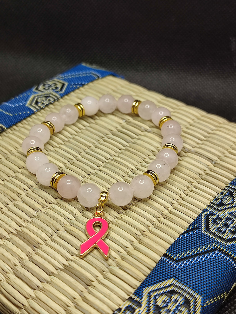 Miniature : Bracelet octobre rose, bracelet quartz rose