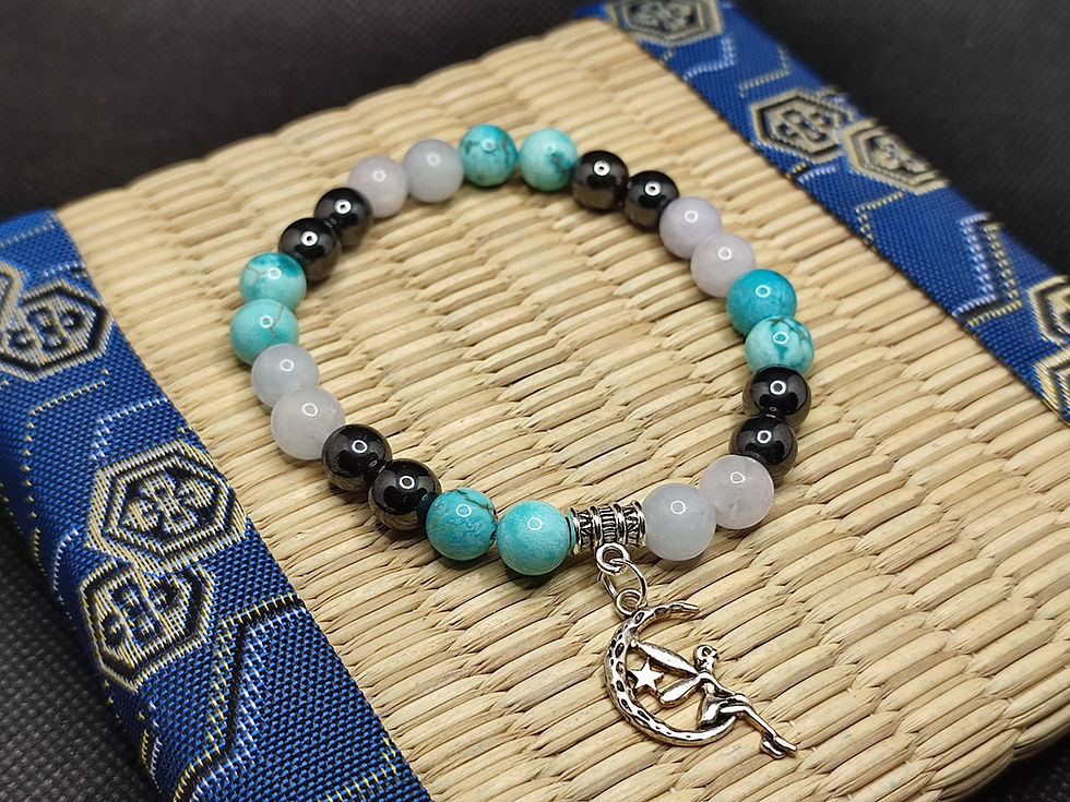 Miniature : Bracelet contre le mal des transports, aigue marine, turquoise, hématite