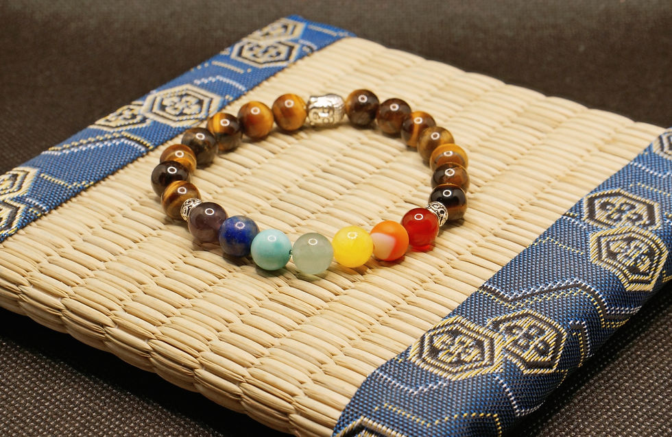 Miniature : Bracelet 7 Chakras artisanal perles naturelles de 8 mm, pierres semi précieuse