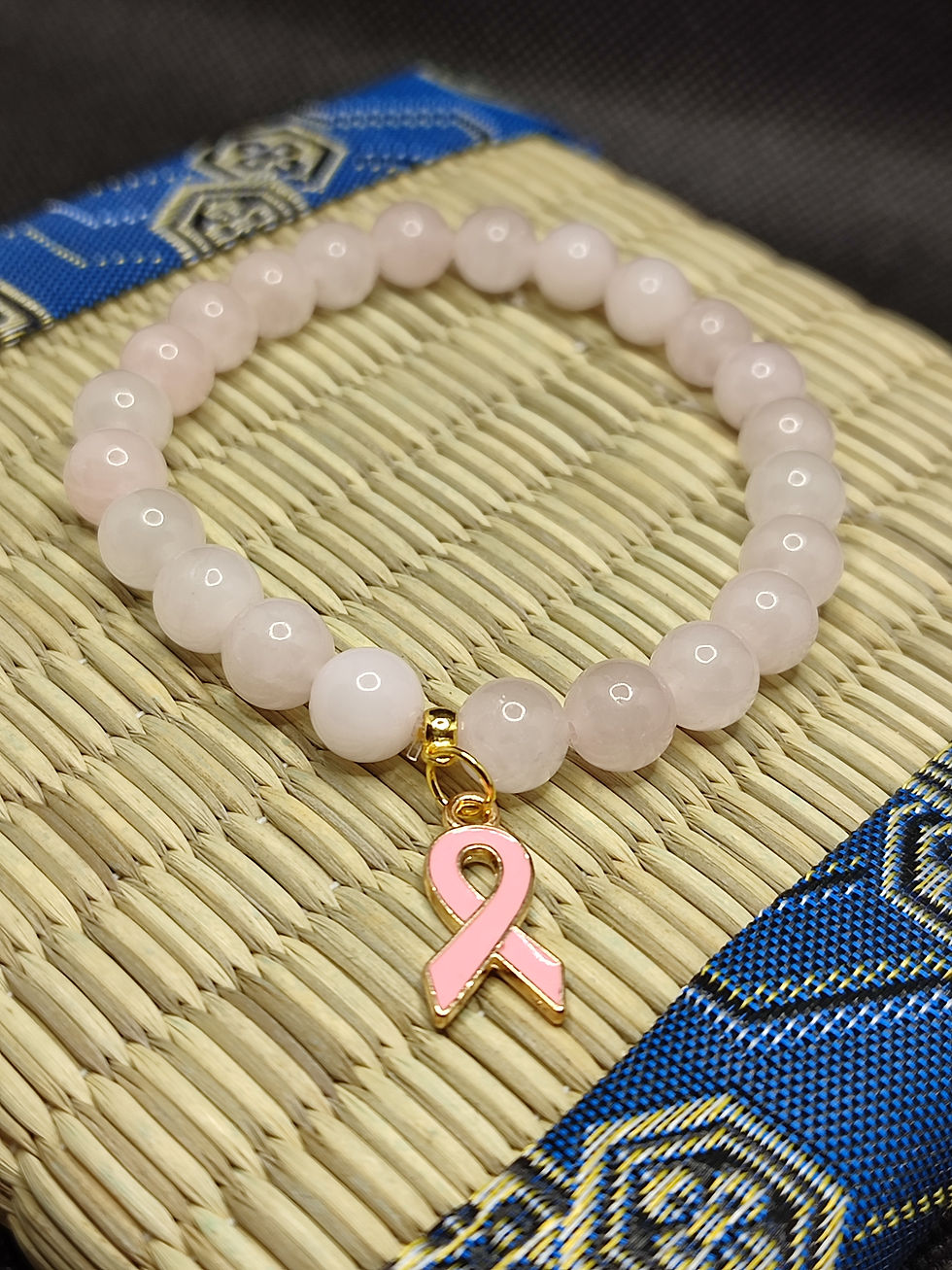 Miniature : Bracelet octobre rose, bracelet quartz rose