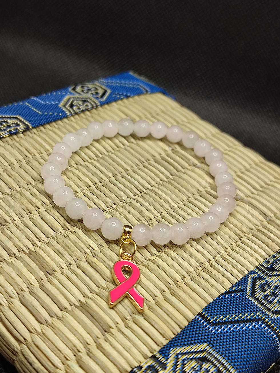 Miniature : Bracelet octobre rose, bracelet quartz rose